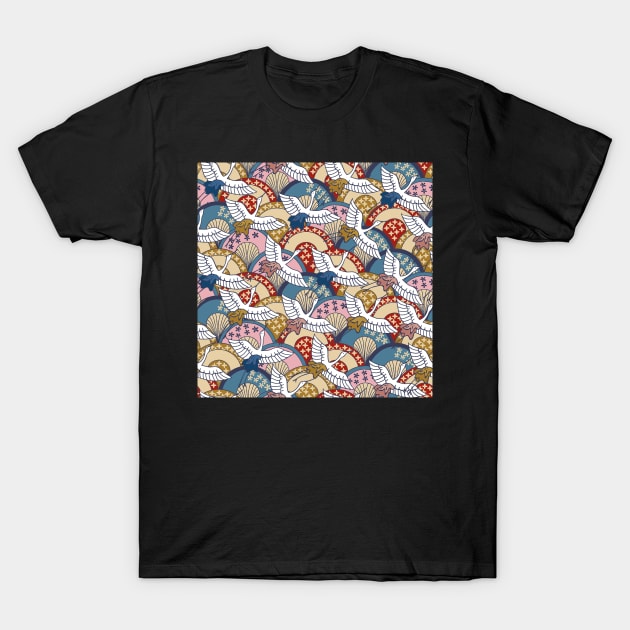 Japanese crane pattern T-Shirt by LittleNippon